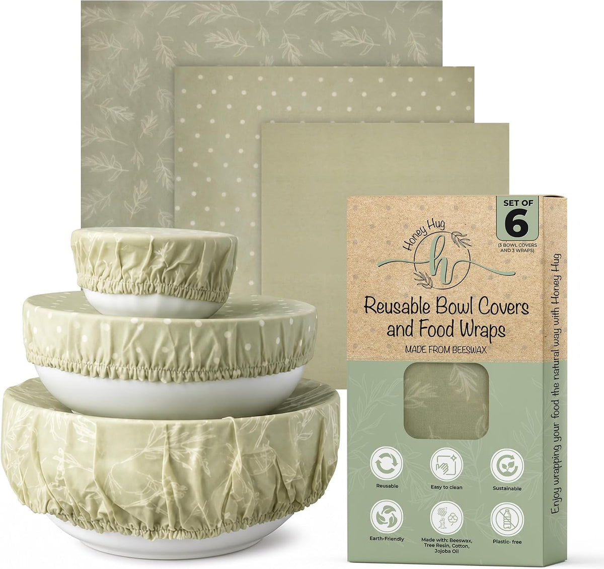 Beeswax Wraps and Bowl Covers, 6-Piece Set — current captured option