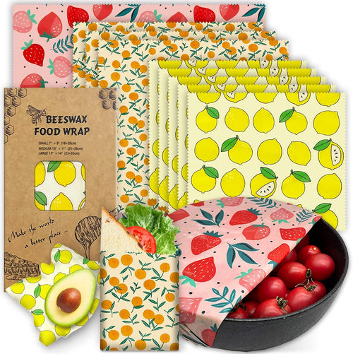 Beeswax Food Wraps, Fruit Patterns, 9-Pack — current captured option
