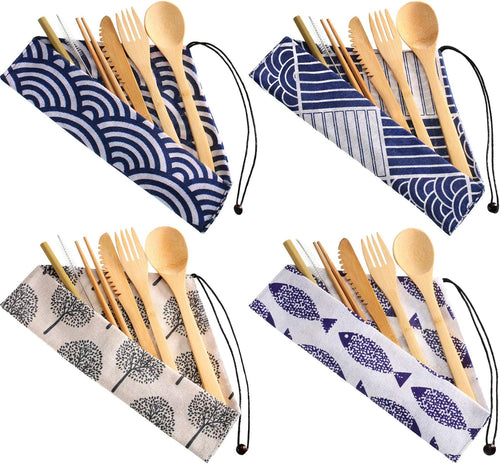 Bamboo Travel Utensil Sets with Pouches, 4-Pack — current captured option